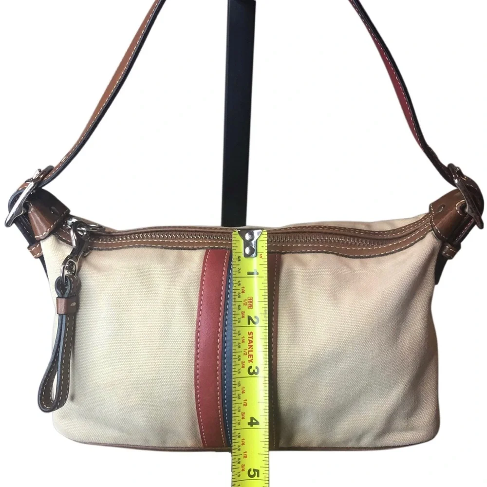 COACH Soho Hampton Canvas Stripe Mini Shoulder Bag with Exterior Zip Pocket